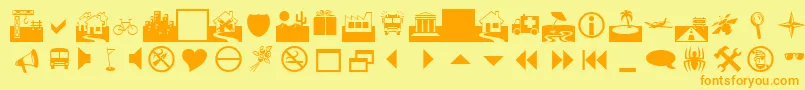 フォントWebsByMalre – オレンジの文字が黄色の背景にあります。