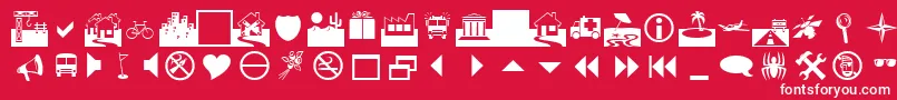 Fonte WebsByMalre – fontes brancas em um fundo vermelho