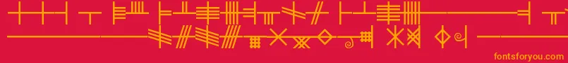 フォントBlf – 赤い背景にオレンジの文字