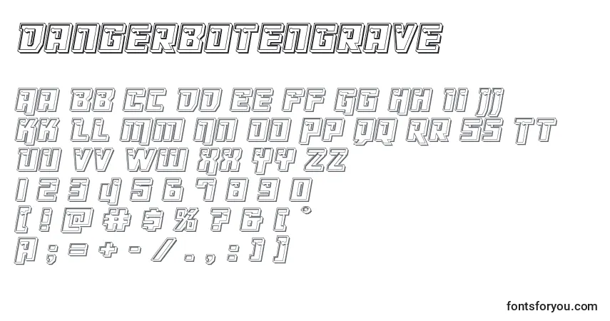 Шрифт Dangerbotengrave – алфавит, цифры, специальные символы