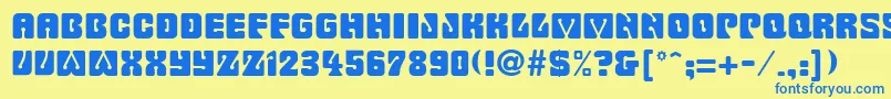 フォントFillmoreRegular – 青い文字が黄色の背景にあります。