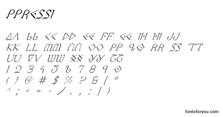 Шрифт Ppressi – алфавит, цифры, специальные символы