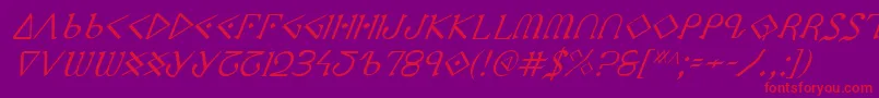 Ppressi-Schriftart – Rote Schriften auf violettem Hintergrund
