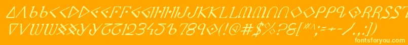 Saiba mais sobre a fonte Ppressi Fonte Ppressi – fontes amarelas em um fundo laranja