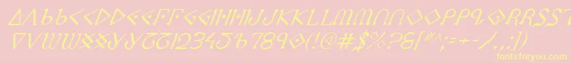 More about Ppressi Font Ppressi Font – Yellow Fonts on Pink Background
