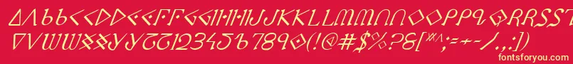 Ppressi Font – Yellow Fonts on Red Background