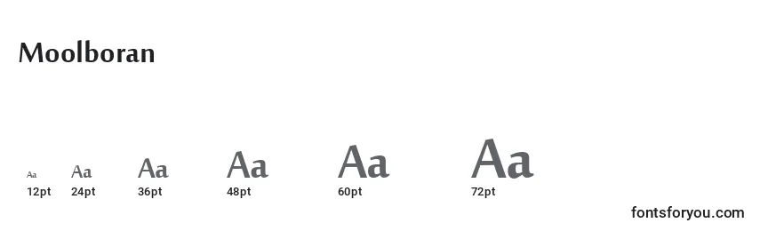 Moolboran Font Sizes