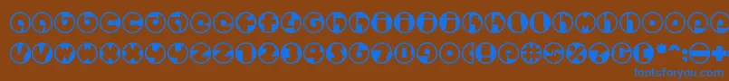 Czcionka Spslcirclestwoc – niebieskie czcionki na brązowym tle