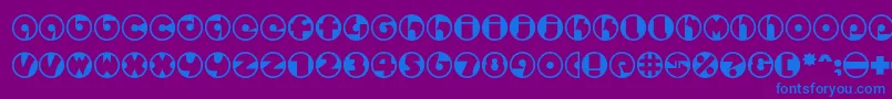 Czcionka Spslcirclestwoc – niebieskie czcionki na fioletowym tle