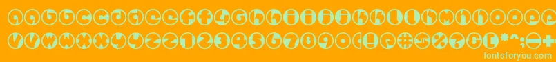 フォントSpslcirclestwoc – オレンジの背景に緑のフォント