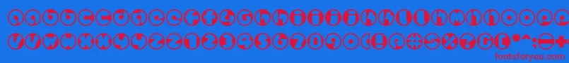 Spslcirclestwoc-Schriftart – Rote Schriften auf blauem Hintergrund