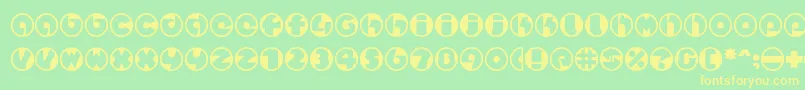 Шрифт Spslcirclestwoc – жёлтые шрифты на зелёном фоне