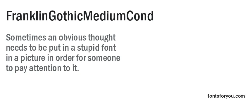 Review of the FranklinGothicMediumCond Font