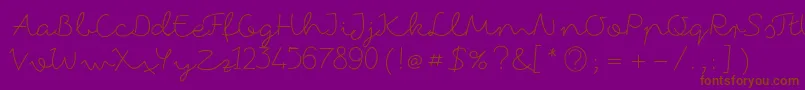 FoxInTheSnow-Schriftart – Braune Schriften auf violettem Hintergrund