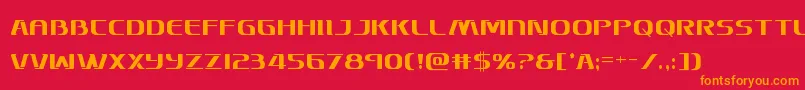 フォントSkymarshalcond – 赤い背景にオレンジの文字