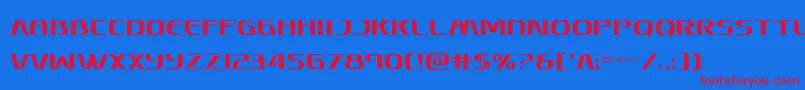Skymarshalcond-Schriftart – Rote Schriften auf blauem Hintergrund