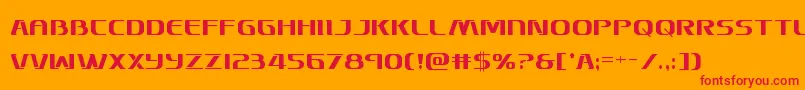 Skymarshalcond-Schriftart – Rote Schriften auf orangefarbenem Hintergrund