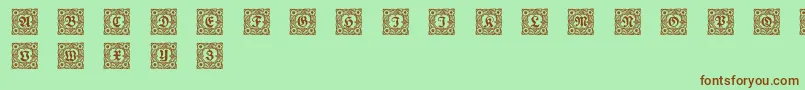 Schmuckinitialen1 Font – Brown Fonts on Green Background