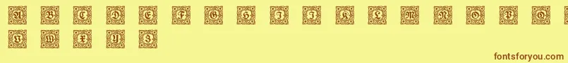 Schmuckinitialen1 Font – Brown Fonts on Yellow Background