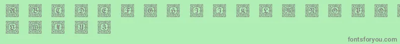 Schmuckinitialen1-fontti – harmaat kirjasimet vihreällä taustalla
