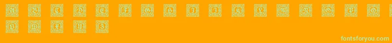 Schmuckinitialen1 Font – Green Fonts on Orange Background