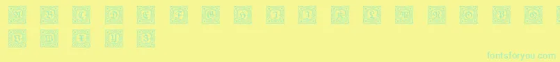 Schmuckinitialen1 Font – Green Fonts on Yellow Background