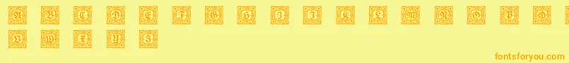 Schmuckinitialen1 Font – Orange Fonts on Yellow Background