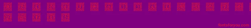 フォントSchmuckinitialen1 – 紫の背景に赤い文字