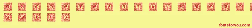 Fonte Schmuckinitialen1 – fontes vermelhas em um fundo amarelo