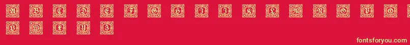 Schmuckinitialen1 Font – Yellow Fonts on Red Background