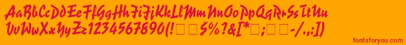 SpiffyScriptSsi-fontti – punaiset fontit oranssilla taustalla