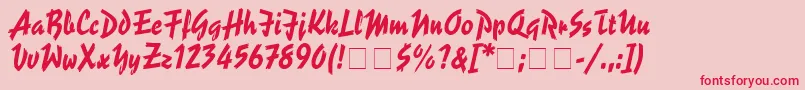 SpiffyScriptSsi-Schriftart – Rote Schriften auf rosa Hintergrund