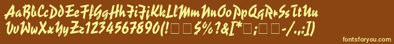 Weitere Informationen zur SpiffyScriptSsi-Schriftart SpiffyScriptSsi-Schriftart – Gelbe Schriften auf braunem Hintergrund
