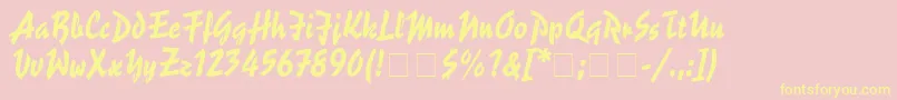 SpiffyScriptSsi-Schriftart – Gelbe Schriften auf rosa Hintergrund