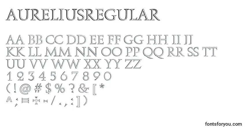 Fuente AureliusRegular - alfabeto, números, caracteres especiales
