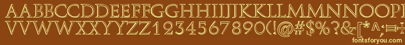 AureliusRegular-fontti – keltaiset fontit ruskealla taustalla