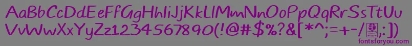 Czcionka TypoComicsLightDemo – fioletowe czcionki na szarym tle