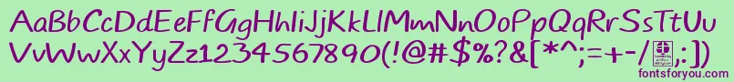 Więcej informacji o czcionce TypoComicsLightDemo Czcionka TypoComicsLightDemo – fioletowe czcionki na zielonym tle