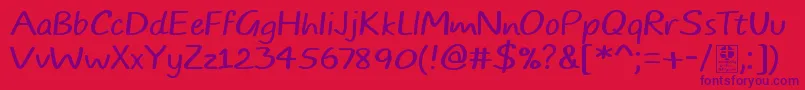 フォントTypoComicsLightDemo – 赤い背景に紫のフォント
