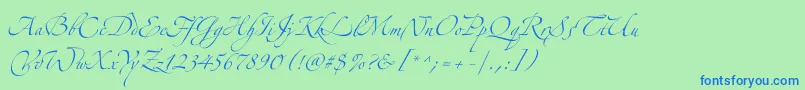Zeferinothree-Schriftart – Blaue Schriften auf grünem Hintergrund