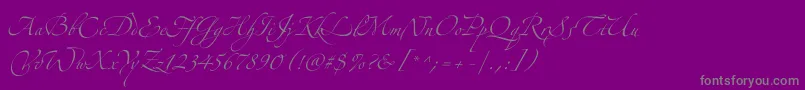 フォントZeferinothree – 紫の背景に灰色の文字