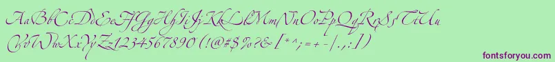 Zeferinothree Font – Purple Fonts on Green Background