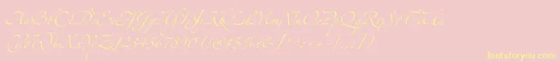 Zeferinothree-Schriftart – Gelbe Schriften auf rosa Hintergrund