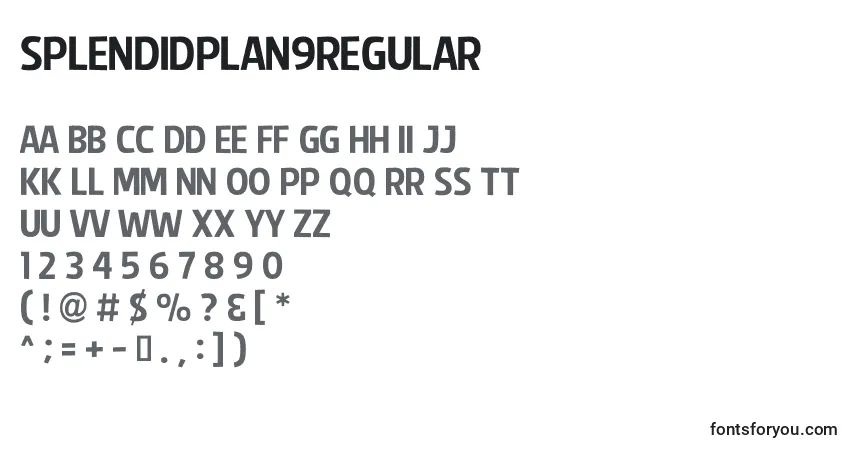 characters of splendidplan9regular font, letter of splendidplan9regular font, alphabet of  splendidplan9regular font