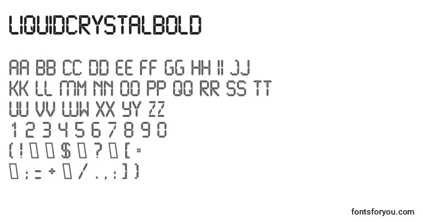 characters of liquidcrystalbold font, letter of liquidcrystalbold font, alphabet of  liquidcrystalbold font