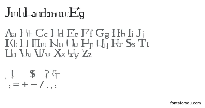 characters of jmhlaudanumeg font, letter of jmhlaudanumeg font, alphabet of  jmhlaudanumeg font