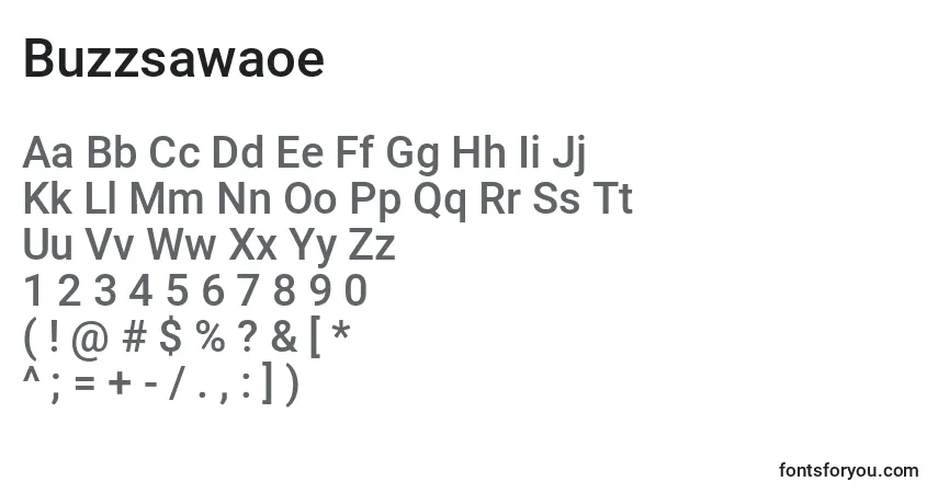Buzzsawaoe-fontti – aakkoset, numerot, erikoismerkit
