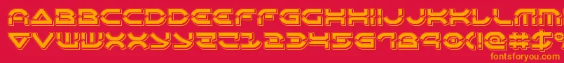 フォントOberondeuxpunch – 赤い背景にオレンジの文字