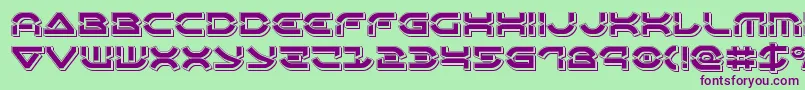 フォントOberondeuxpunch – 緑の背景に紫のフォント