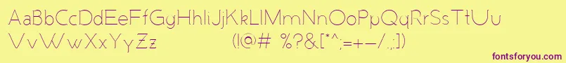 MalandrinoLight Font – Purple Fonts on Yellow Background